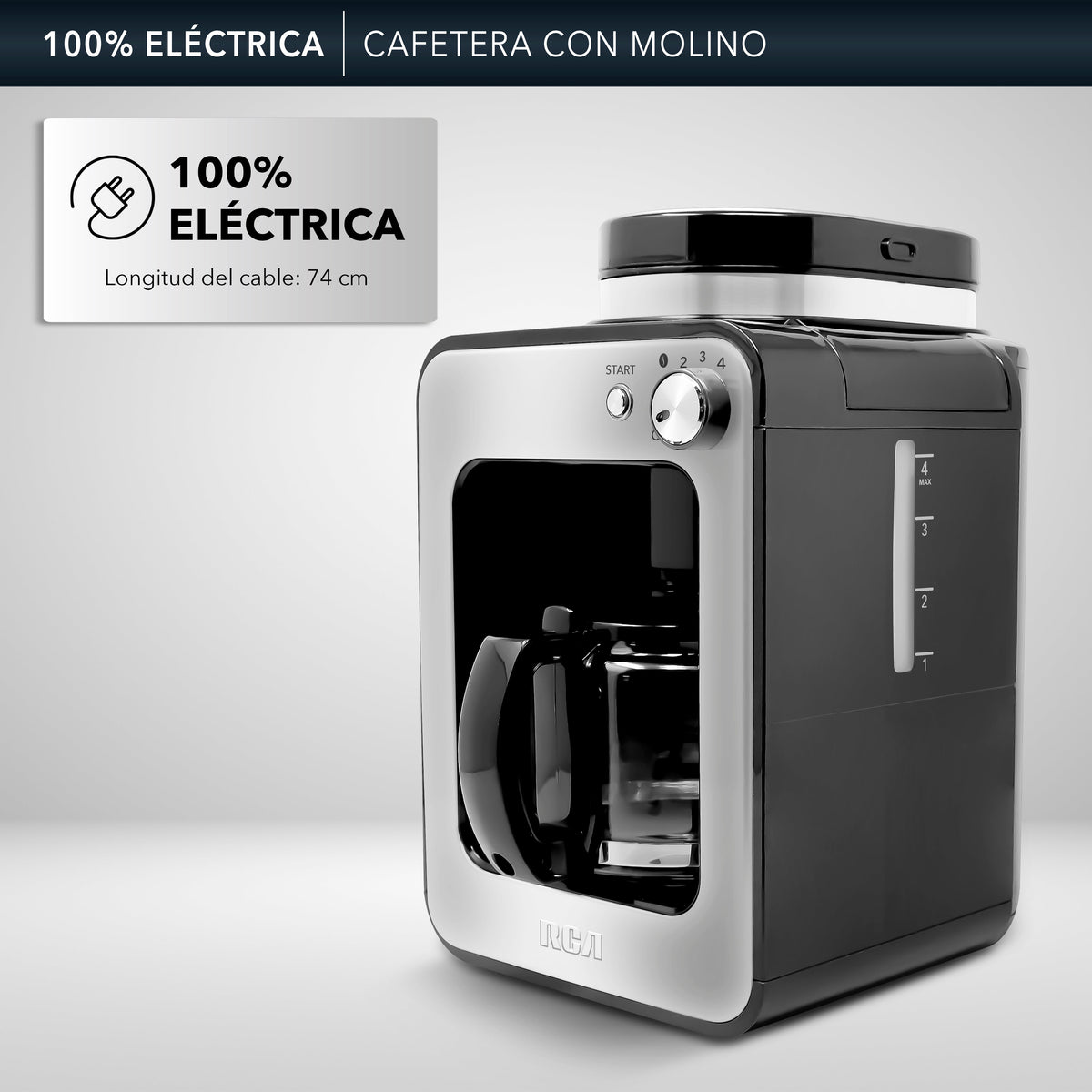Rca Cafetera Eléctrica Con Molino Rc-caf4 Color Negro